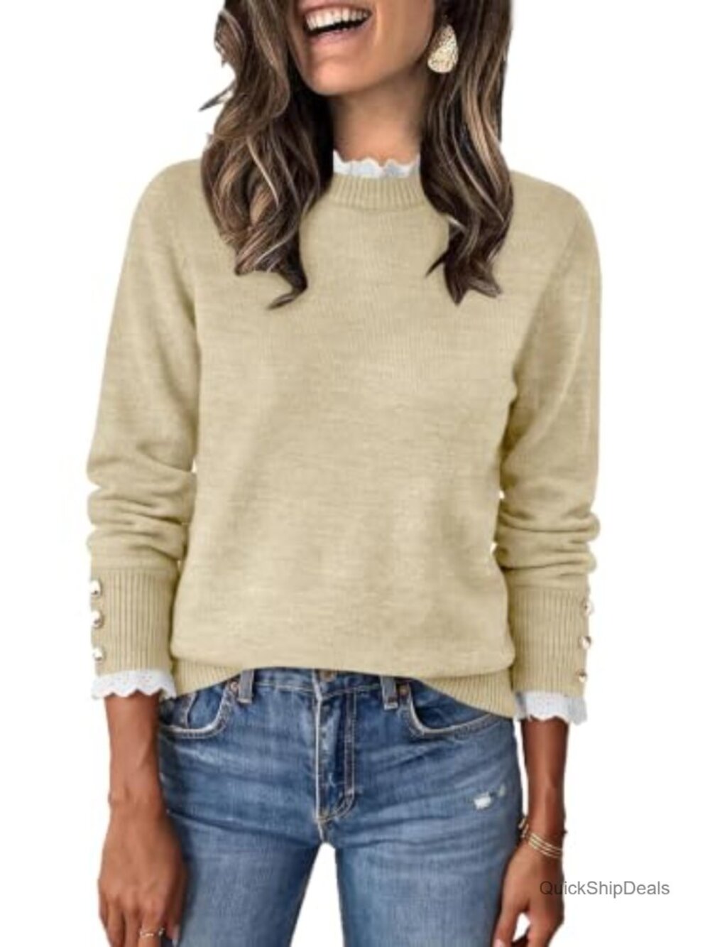 Ruffle Lace Peplum Mock Neck Long Sleeve Pullover Sweater
